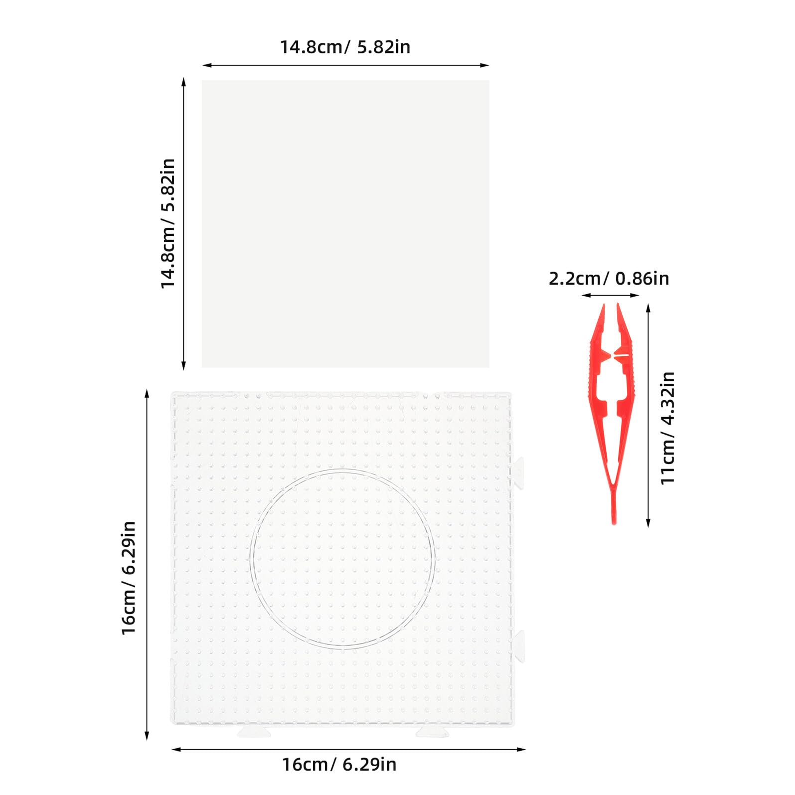 Toyvian Jeu de 10 Plaques à Perles à Repasser Transparentes Grand Format en Plastique 10 Feuilles de Perles 2 Pinces à Épiler Kit Modulable pour Loisirs Créatifs Éducatif et Bricolage