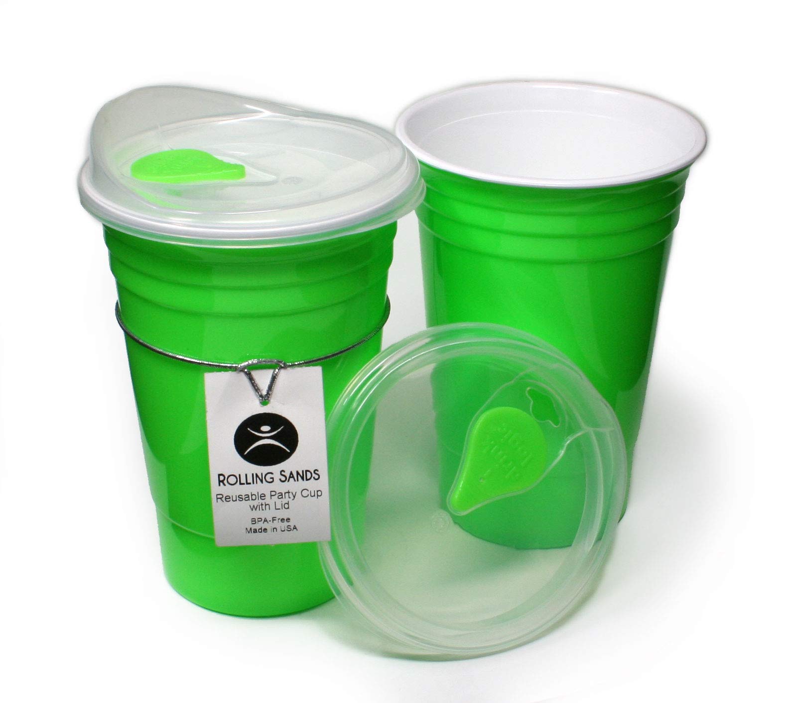 Buy Rolling Sands Reusable BPAFree 16 Ounce Neon Green Party Cups with