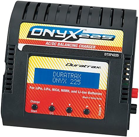 Duratrax Onyx 225 AC/DC Advanced LiPo / NiCd / NiMH Battery Pack Balancing Charger with Standard, Star Plug and Electrifly Balance Board Adapters and AC and DC Power Cords