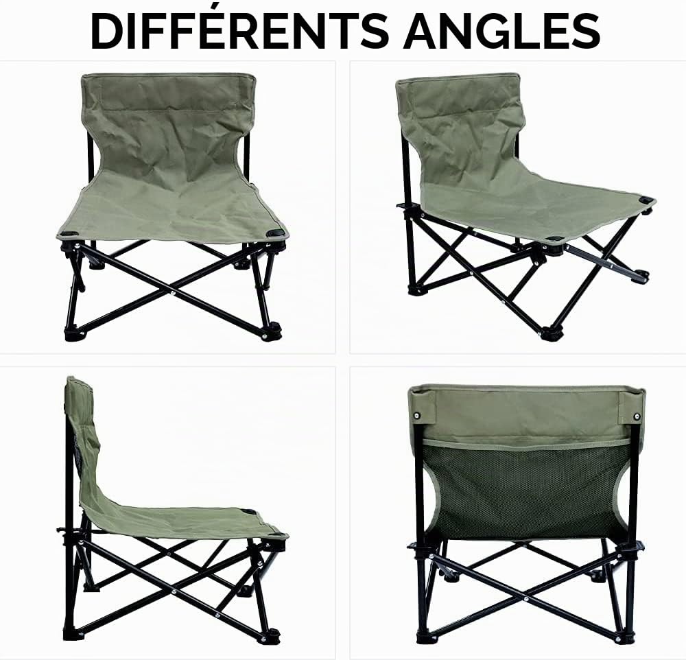 Chaise de camping pliante – Chaise de plage et de pique-nique pliable à profil bas