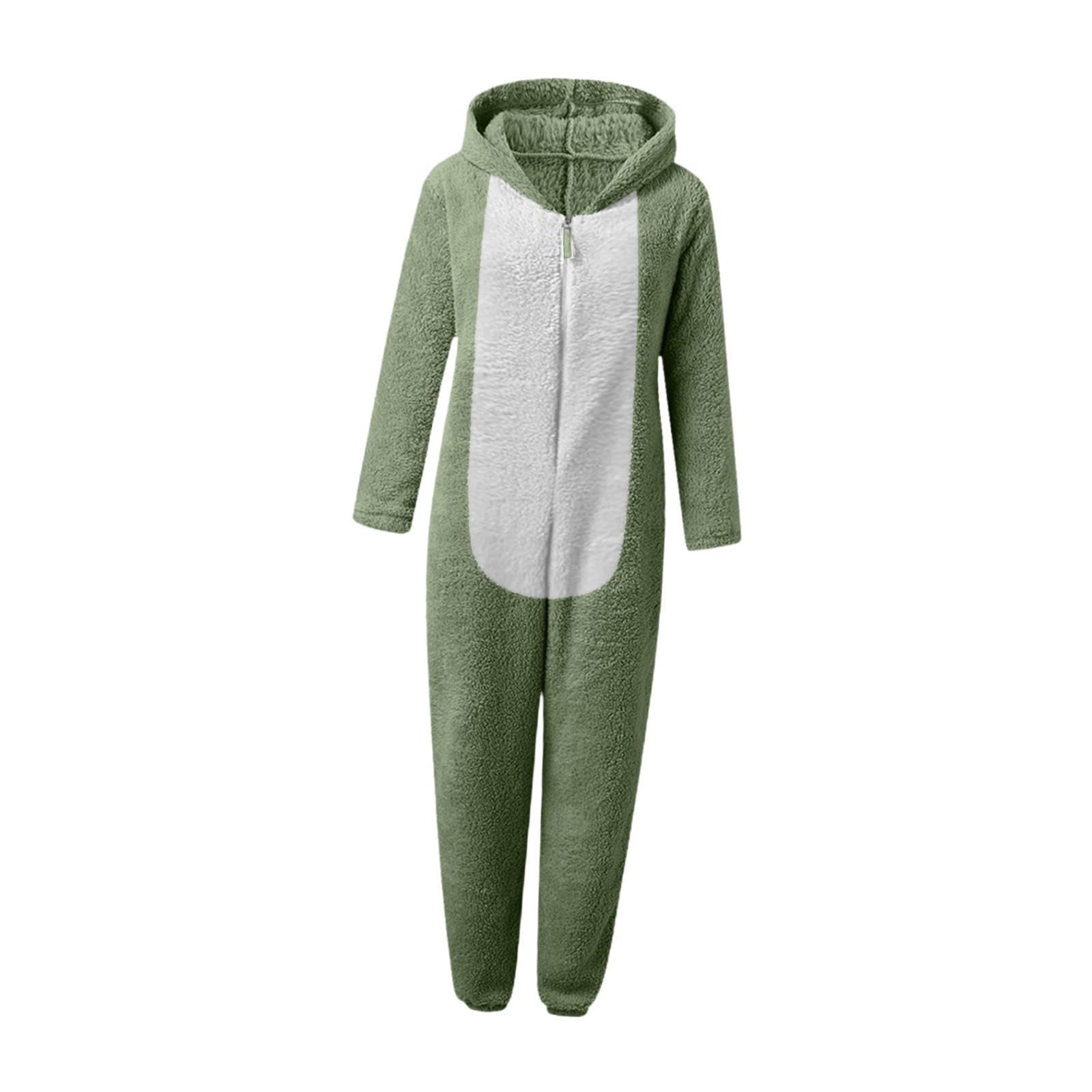 saz dekor Women's Onesie Pajamas Novelty Outfit Jumpsuit for Halloween Dress up Indoor Green L-picture-51