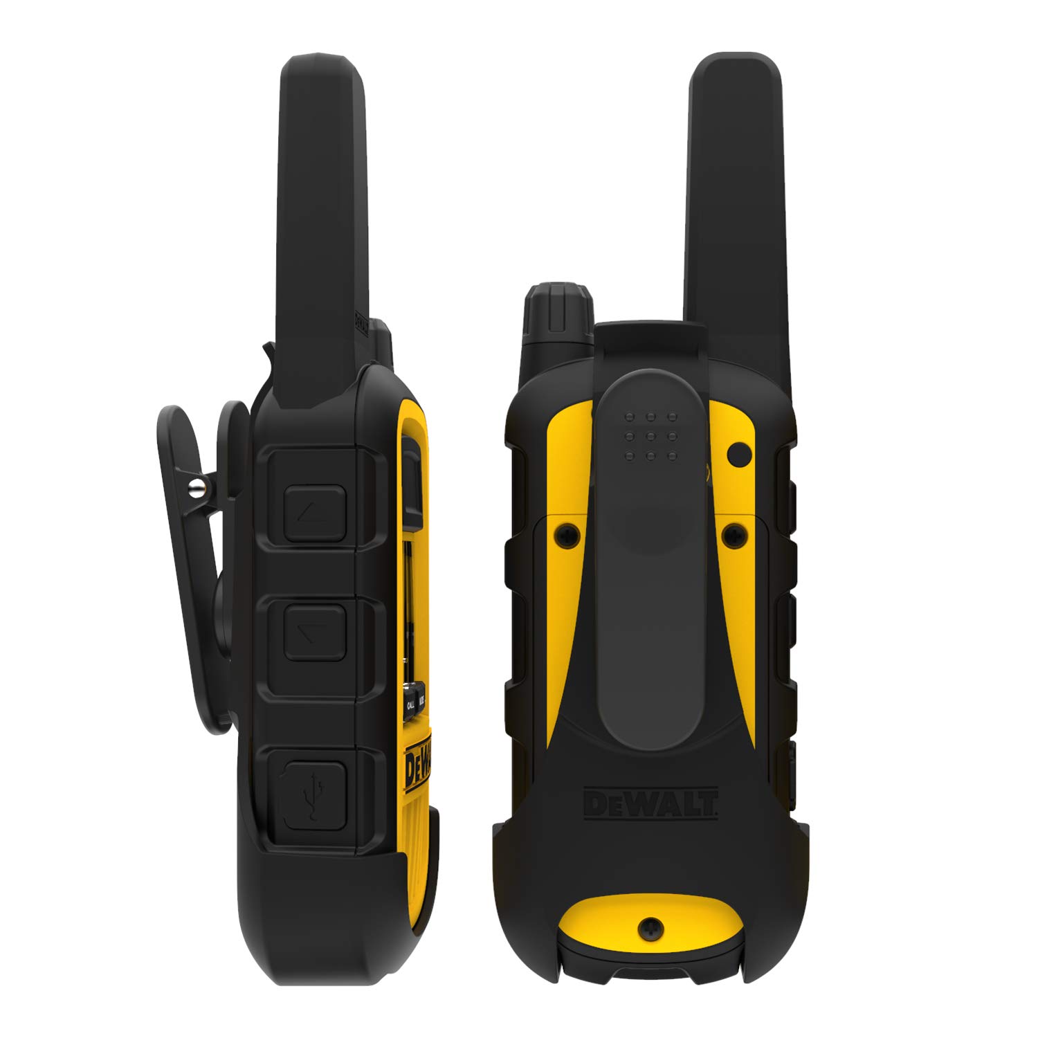 DeWalt DXPMR800 Heavy Duty Professional Walkie Talkie PMR Radio with Up to 15 Floors/10km Range, License Free-Black and Yellow, Black & Yellow, 2 Pack — view 4