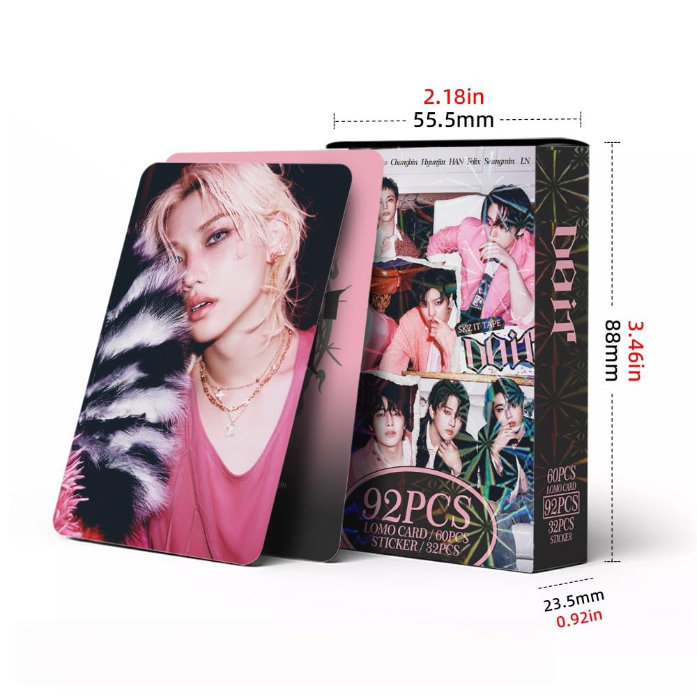 Kpop Stray Kids Cartoline Fotografiche 60 Carte Lomo 32 Adesivi SKZ Fotocard SKZ (E)