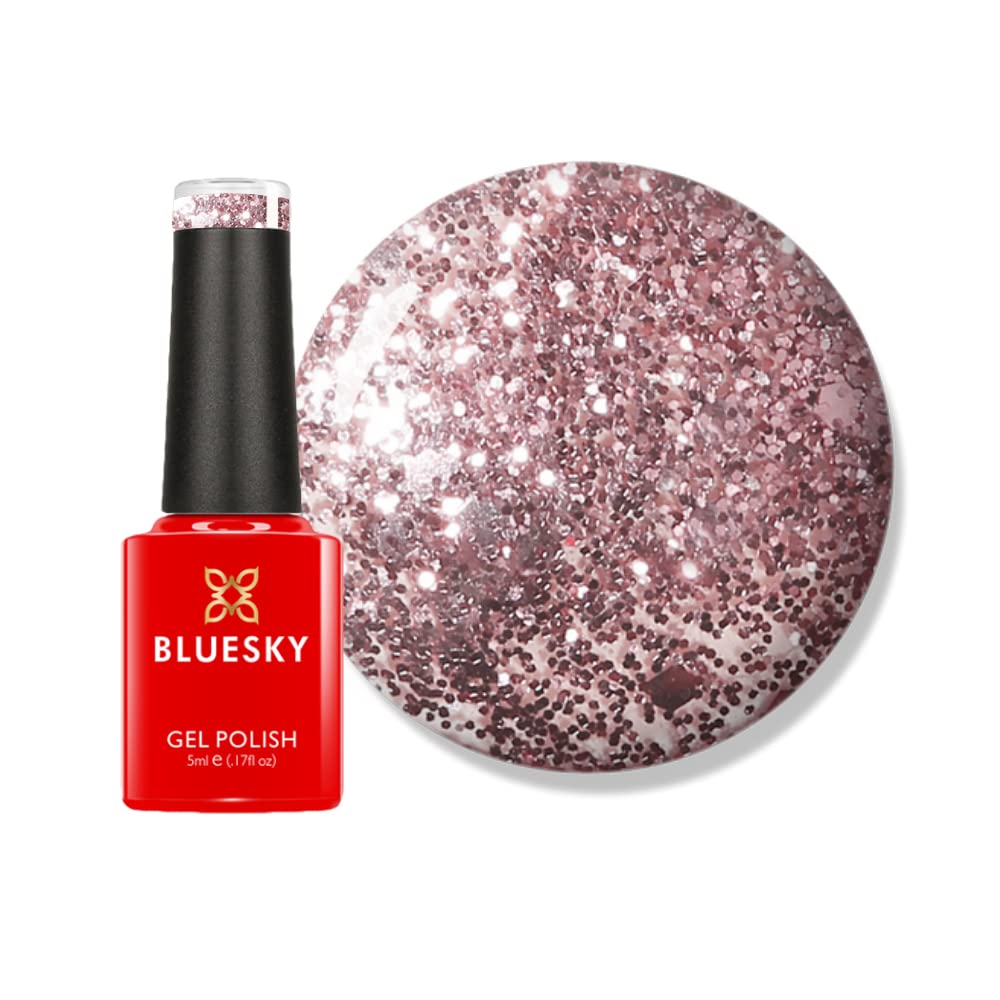 Bluesky Gel Nail Polish, Pink Gold - S06N, Pink, Glitter, Long Lasting, Chip Resistant, 5ml (Requires Drying Under UV LED Lamp)