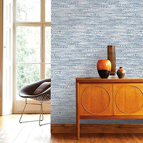 Tempaper Blue Moon Moire Dots Removable Peel And Stick Wallpaper, 20.5 In X 16.5 Ft, Made In The Usa #TOP2