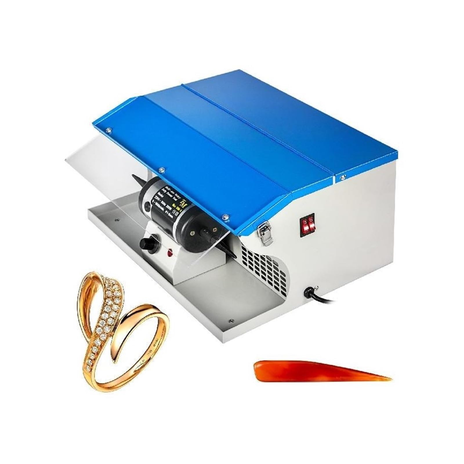 Polerka do biżuterii, 200 W, prędkość 0-8000 obr./min. proszkowa, polerka stołowa o zmiennej prędkości polerowanej, aluminium, chromu, akrylowych materiałów dentystycznych do użytku DIY