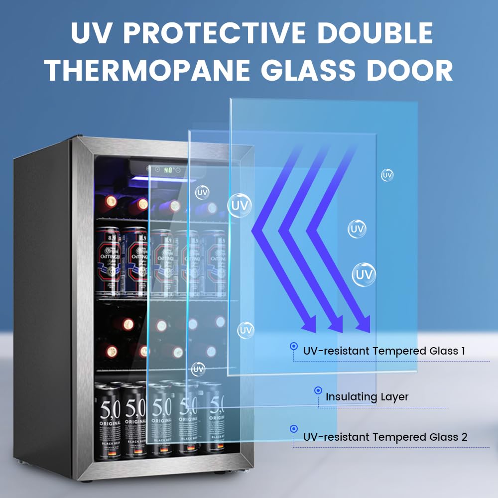 Electactic Mini Fridge 130 Can Beverage Refrigerator Cooler, 3.2 Cu.Ft Drink Fridge Forsoda Wine Beer, Digital Temperature Control Cooler For Home, Dorm, Bar on Fridge.com - View 5