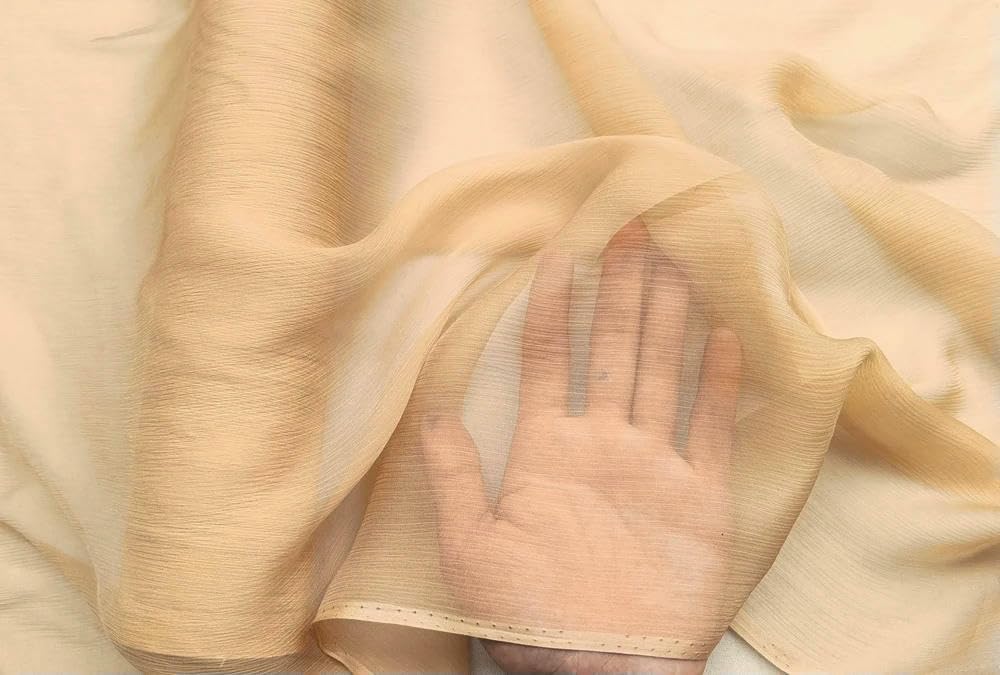 Telas de Gasa Arrugada de Seda Lisa de 55 Pulgadas de Ancho por Metros, Bufanda, Material de Gasa de Boda, Georgette de Seda crepé