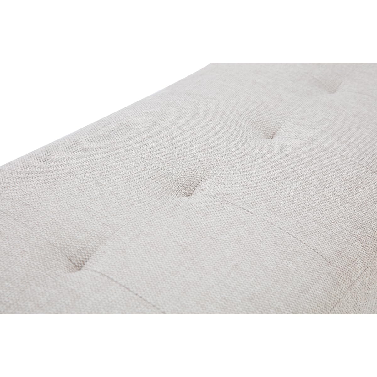 Miliboo Banc scandinave capitonné en Tissu Effet Velours texturé Beige et Bois Clair L96 cm GUESTA