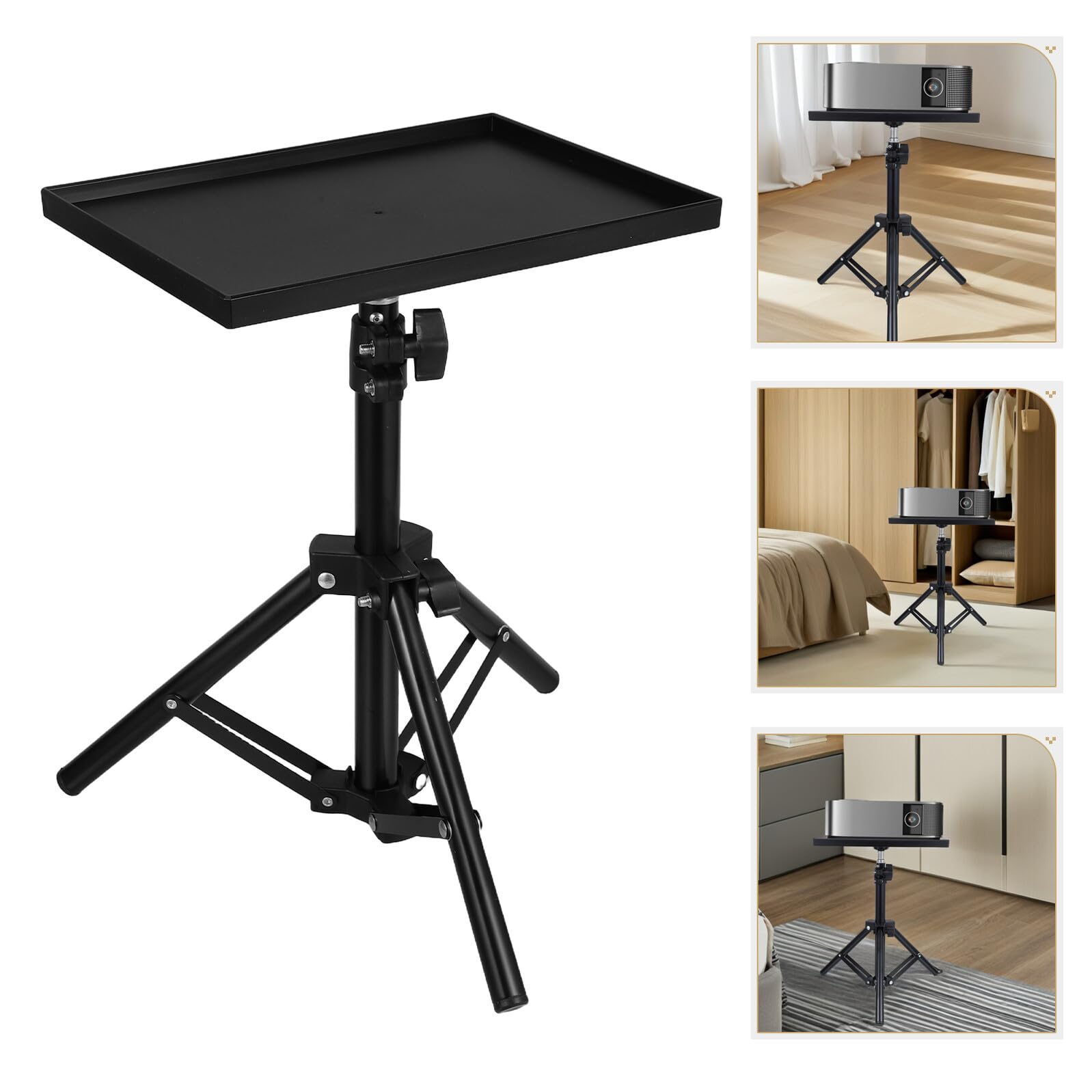 BESPORTBLE Treppiede per Proiettore Regolabile 30-50cm Nero, Abs e Ferro | Design a Tripode, Supporto da Terra Comodino, per Proiettore e Altri Dispositivi