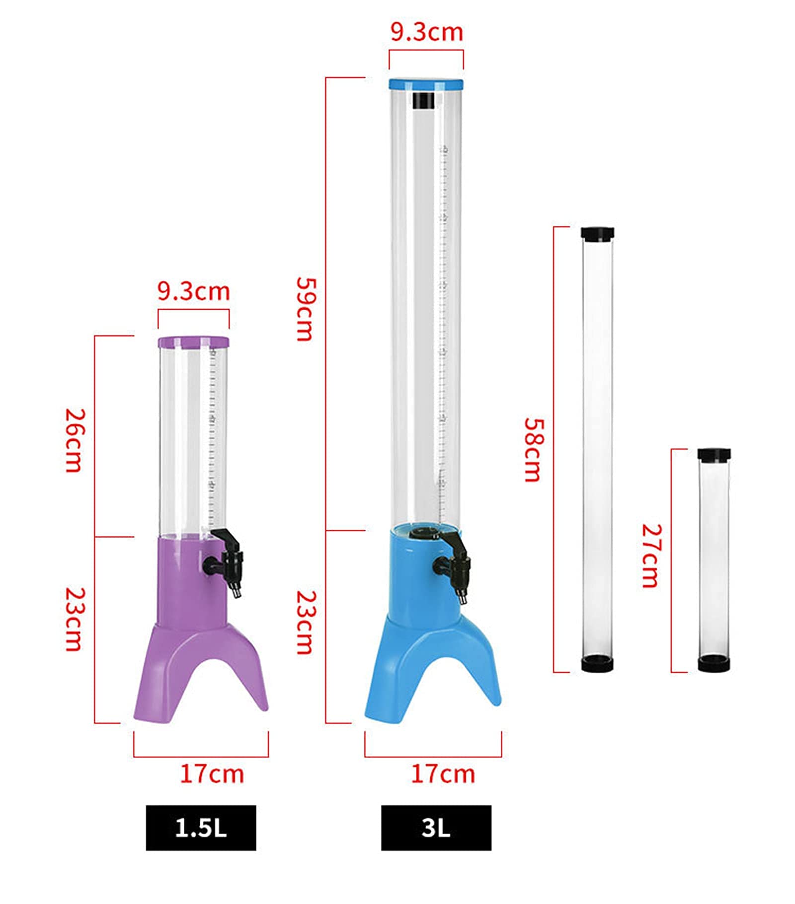 MU Birra Torre, Birra Birra Dispensatori Luminosa Tower Tower Birra Draft Creativo Birra da 3 Litri Banele Succo Drink Drink Bar Party Dispenser,Rosso,5L.