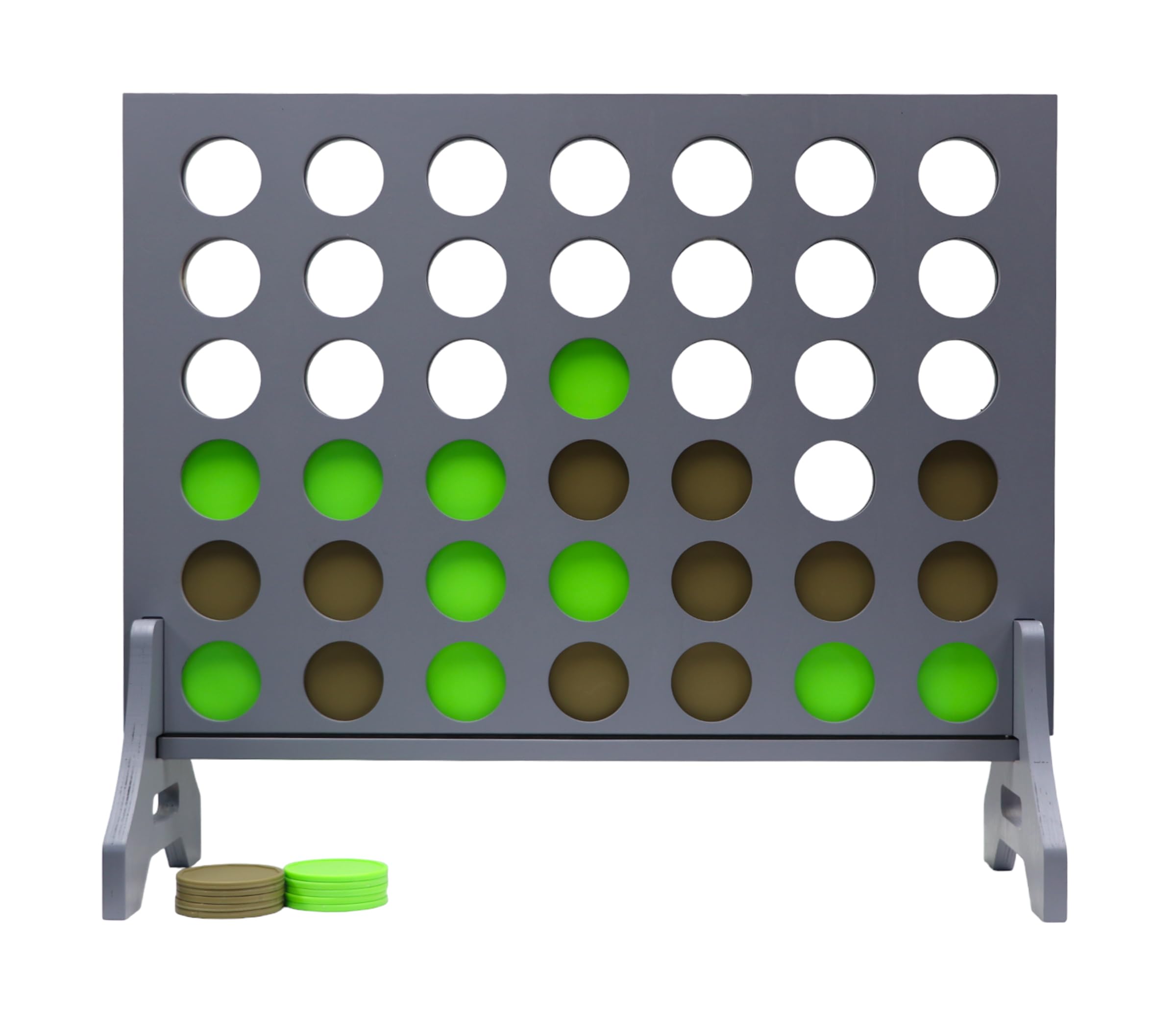 Giant 4 in a Row Game for Family &amp; Adults – Tailgating Pros Jumbo Grey Wooden Four in a Row Indoor &amp; Outdoor Yard Game for Family Party Fun, Portable Activities for Patio, Backyard, and Camping