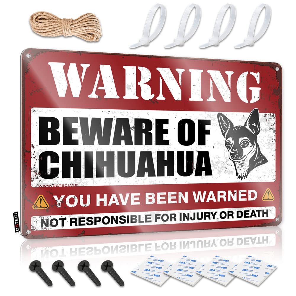 Mwfkkaddb Men's One Color Bar Open Metal Sign Beware Of Chihuahua Sign Bbq Signs Outdoor Tin Metal Decor(30X40cm)