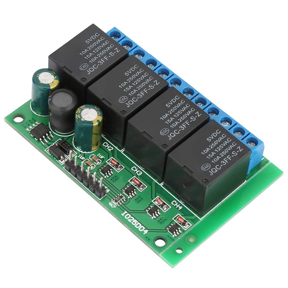 Keyren Relay Module, 4 Channels Flip-Flop Low Pulse Trigger Self-Locking Relay Module 6-24VDC