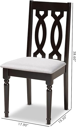 Miniatura 3 de Baxton Studio Cherese - Silla de comedor de madera con acabado marrón expreso tapizado de tela gris moderna y contemporánea