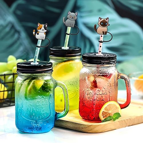 Miniatura 4 de 6 fundas para popotes de silicona para vasos, a prueba de polvo, reutilizables, para popotes de 0.315 a 0.315 pulgadas (0.276-0.315 in), cubierta de