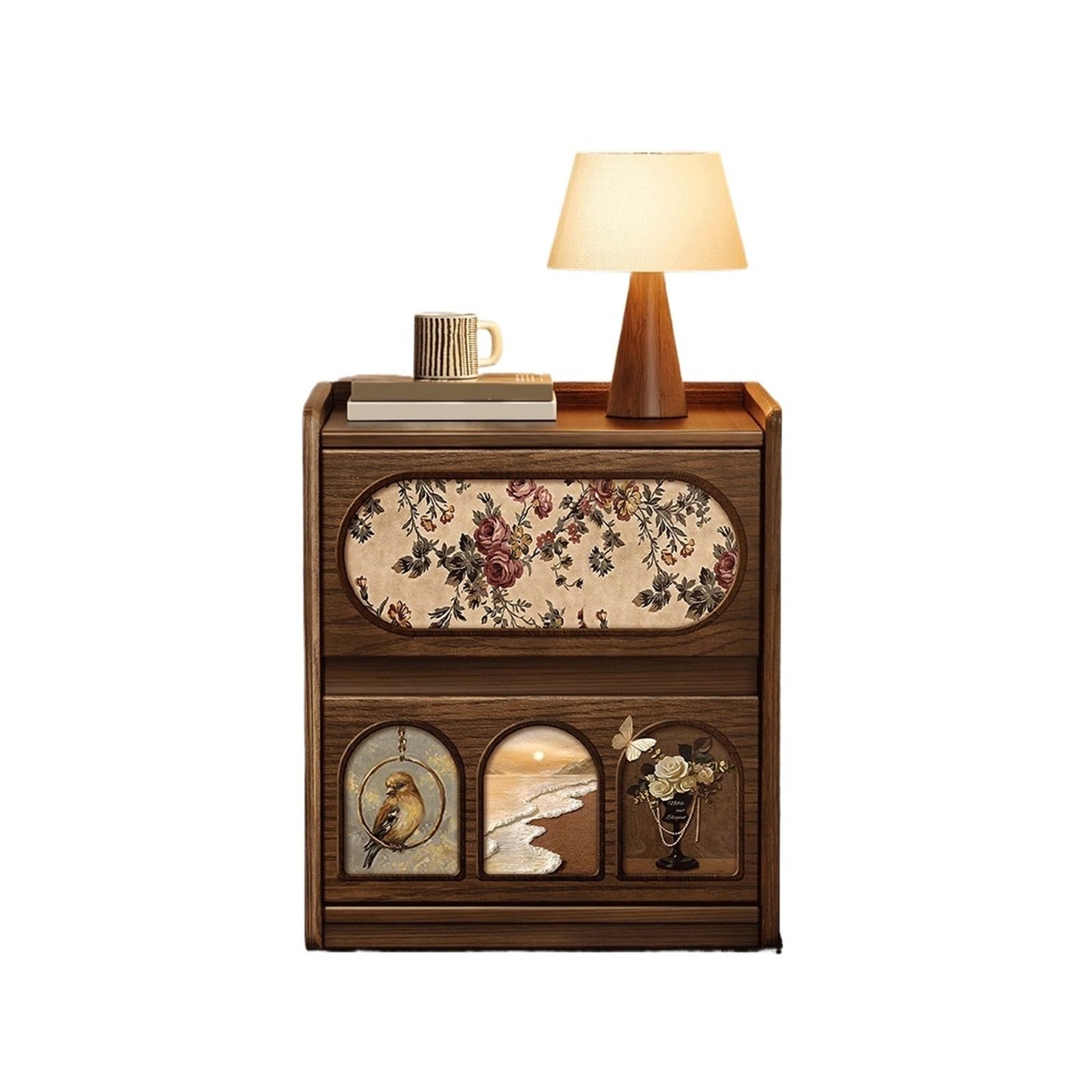 HLHLOP777 Nightstand Vintage Style Wooden Nightstand Side Table for Living Room Dorm Bedroom Furniture