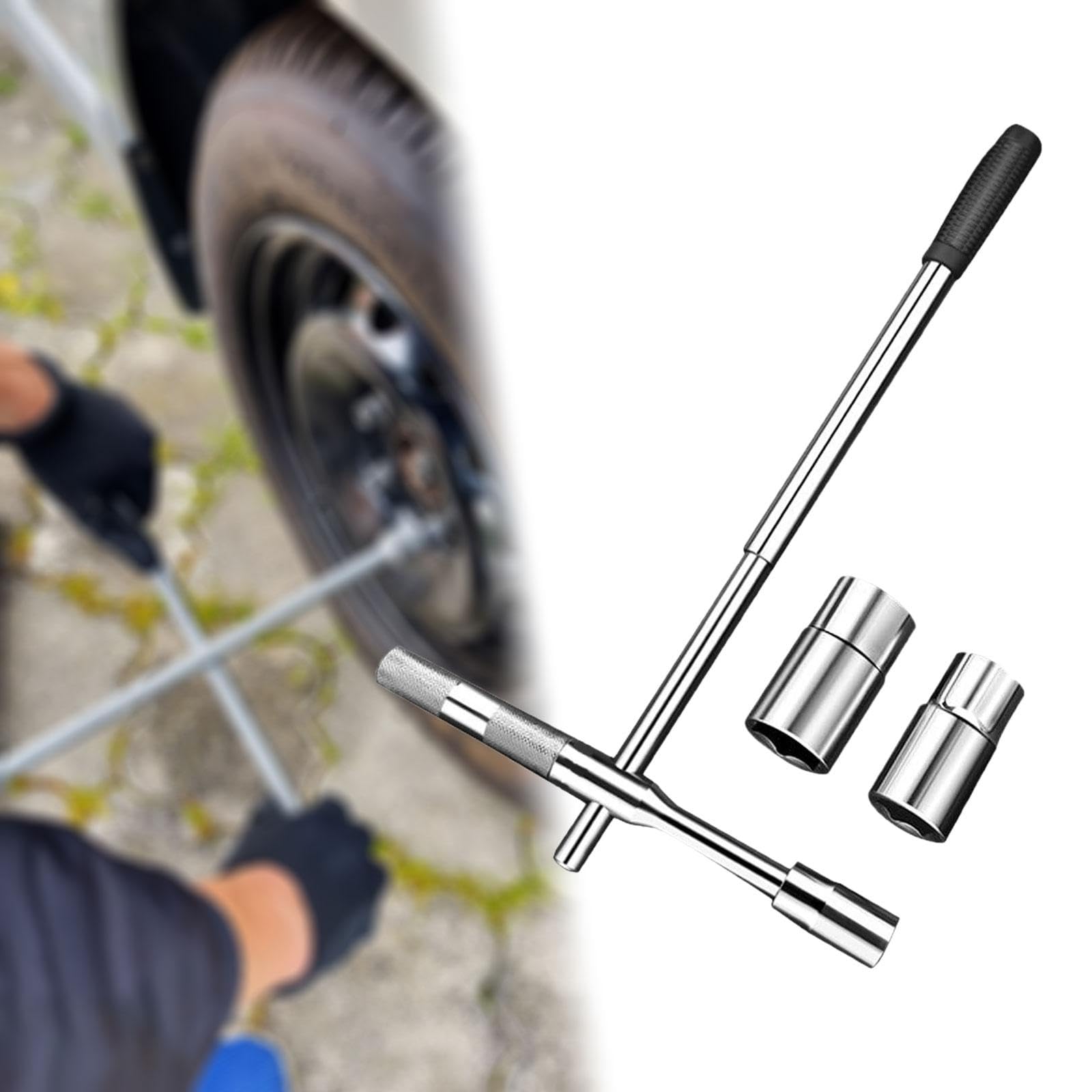 predolo Llave de tuercas universal extendida, desmontable, portátil, para coche, estándar, ahorra mano de obra, de tuercas ligeras de 4 vías