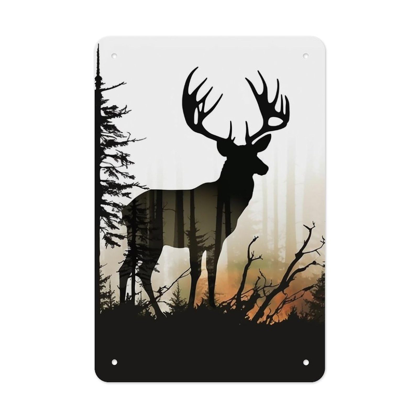 QMNLKH Deer Silhouette Plaques for Wall Decor, Personalized Metal Tin Sign for Home, Multifunctional Poster for Office, Fashion Painting for Hallway, Wall Art Pictures, 7.9x11.8Inch