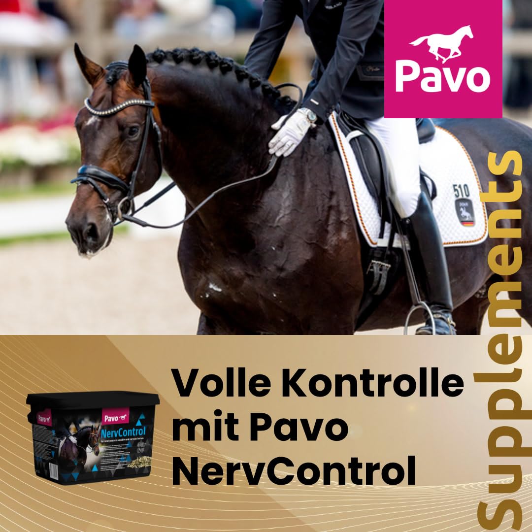 Pavo NervControl 3 kg | Natürlicher Beruhiger für Pferde | Für Sensible & nervöse Pferde | Unterstützt mentale & körperliche Entspannung | Fördert gesunde Nervenfunktion
