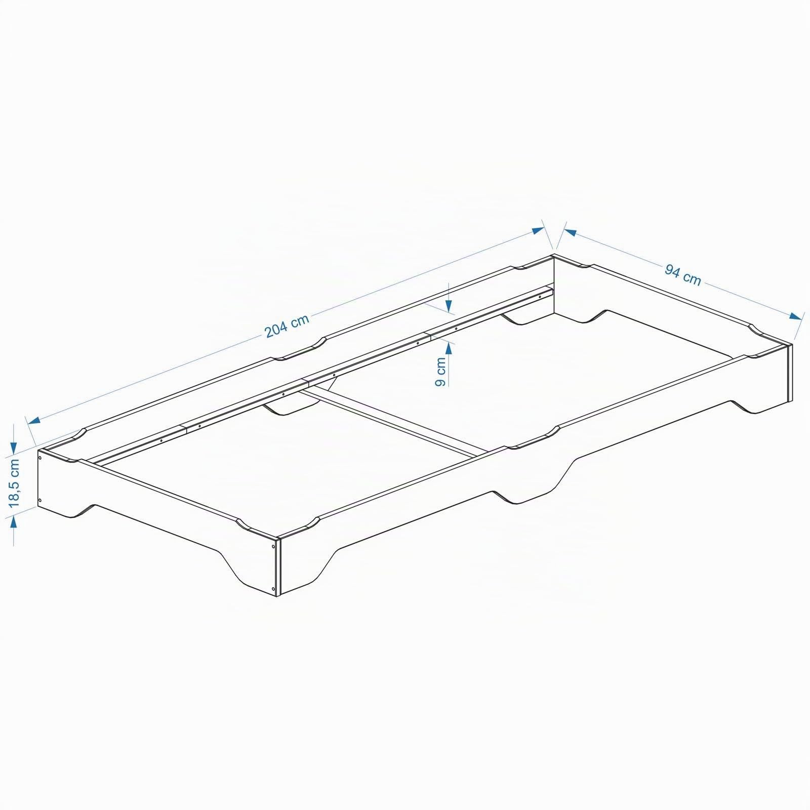 IDIMEX Lot de 2 Lits superposables Ronny 90 x 200 cm Couchage supplémentaire Fonctionnel en pin Massif Vernis Naturel