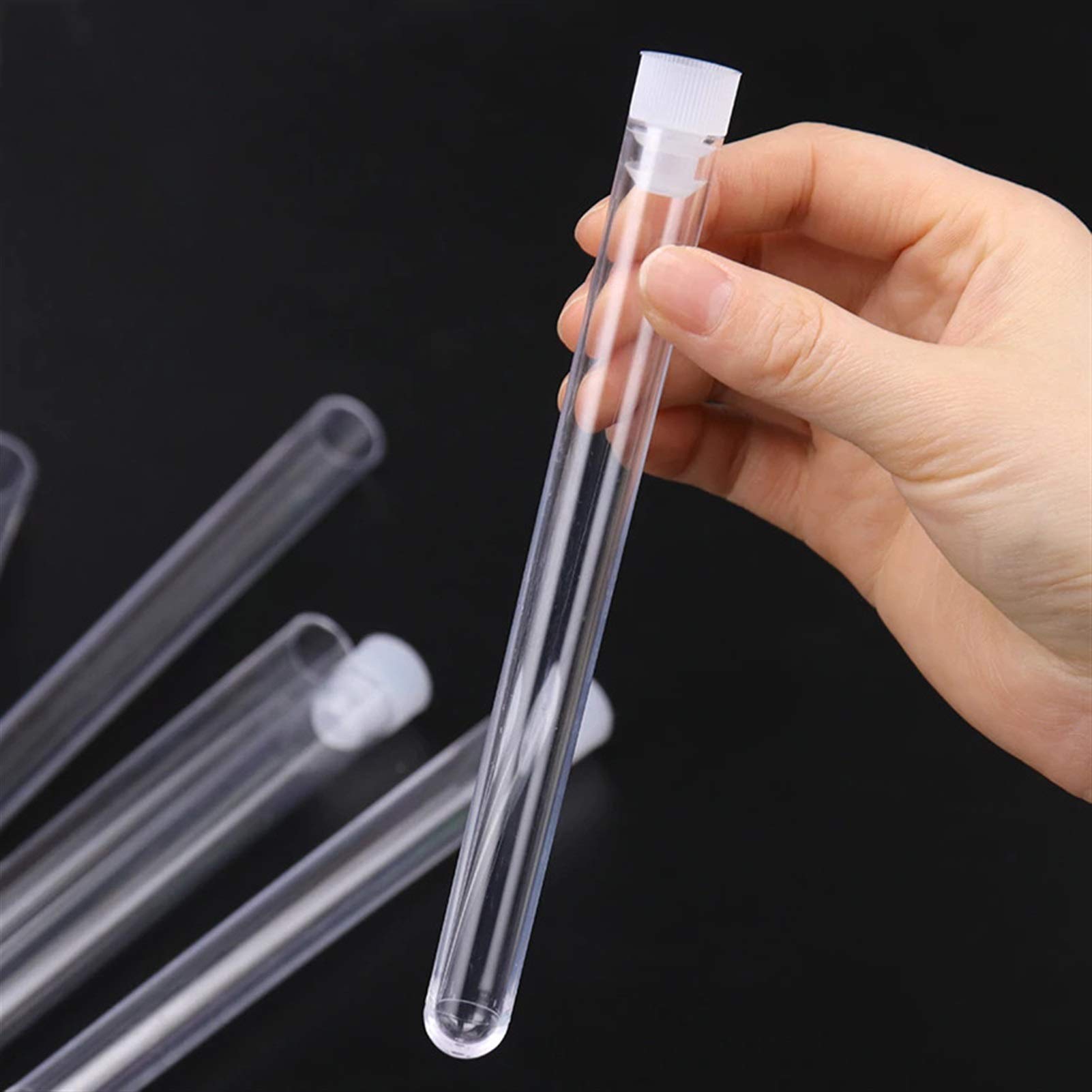 10 Provette in Plastica, Fiale, Contenitori per Campioni, Provette con Tappo per Ufficio, Scuola, Forniture per Chimica, Vetreria da Laboratorio 15X150 Mm,