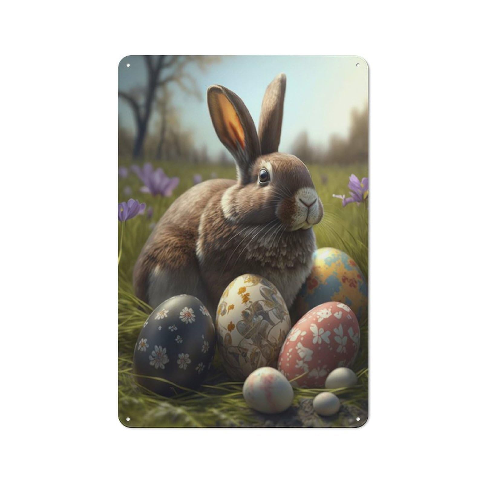 Easter Bunny IV Rustic Tin Sign 30x20cm, Shed Style Utility Space Decor for Patio Bar, Workshop, Shed Or Kitchen