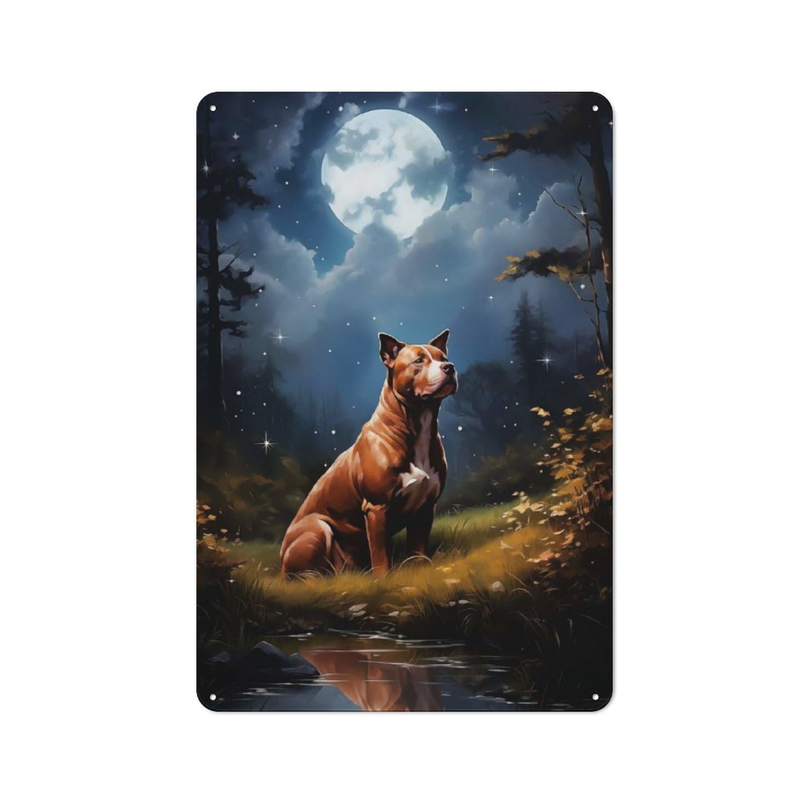 Garage Style Metal Wall Sign 30x20cm Featuring American Pit Bull Terrier, Shed Wall Plaque for Tool Room, Garage, Studio Or Home Bar