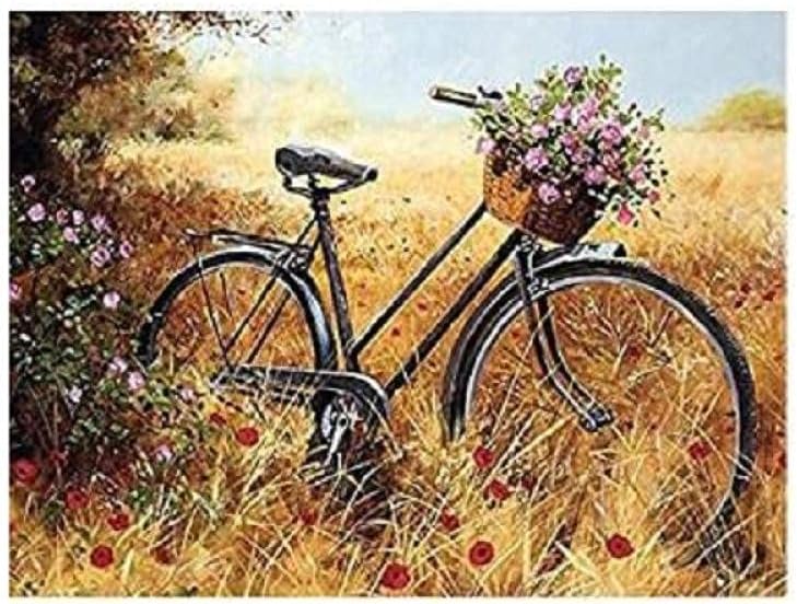 Colorear Por Numeros Adultos Pintura Por Números Kit Bicicleta Jardín Cesta De Flores Retro Pintar Por Números Para Niños Moda Casual Actividades Familiares