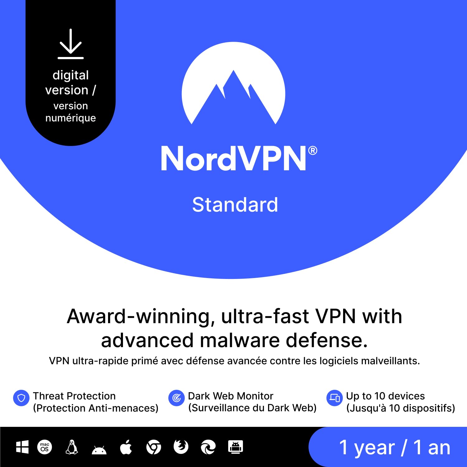 NordVPN Standard 10 Devices 1-Year VPN & Cybersecurity Digital Code