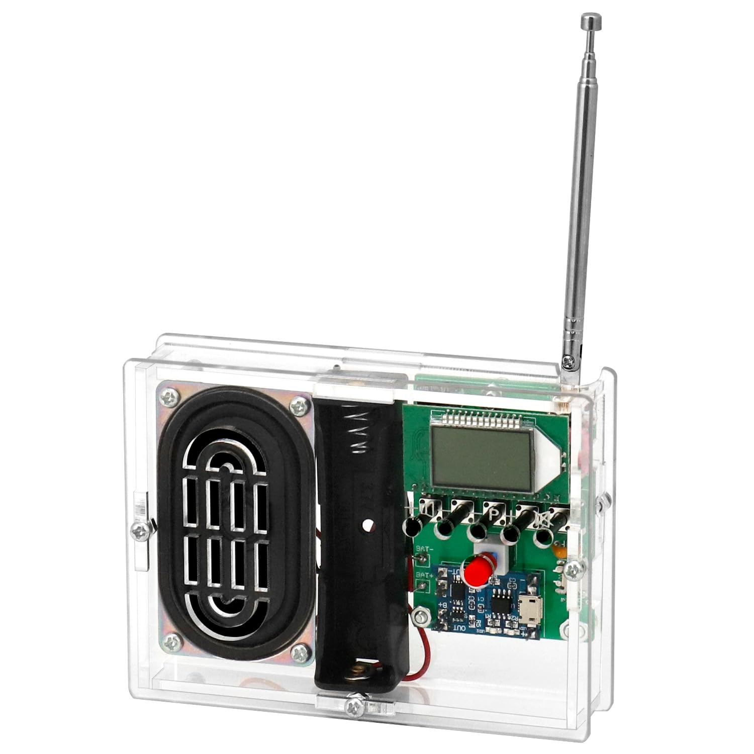 QWORK Zestaw do samodzielnego montażu radia FM, zestaw do samodzielnego lutowania elektroniki, idealny do nauki i nauki, 76,0 MHz – 108,0 MHz, wyświetlacz LCD, baterie nie wchodzą w zakres dostawy