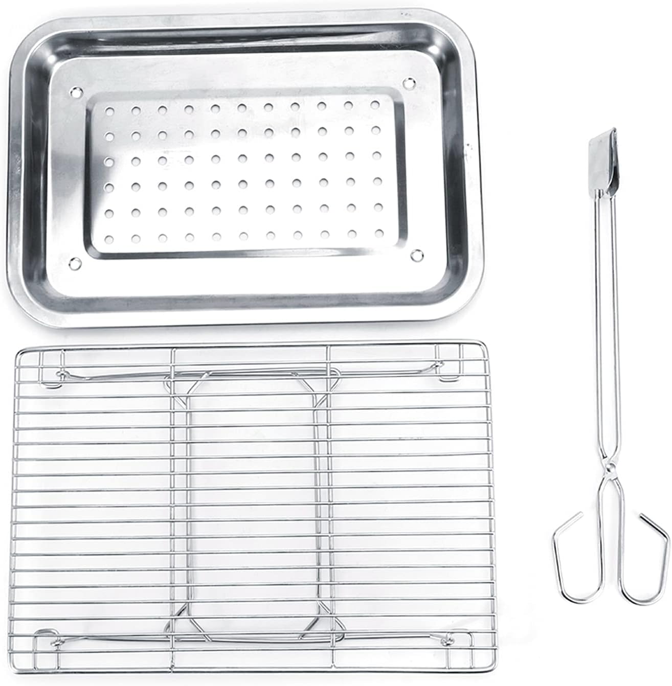 Camping Grill, Portable Stainless Steel Folding Barbecue Grill - 3Pcs/Set BBQ Grilling Tray and Clip Set - Convenient and Durable Grilling Rack for Outdoor Cooking