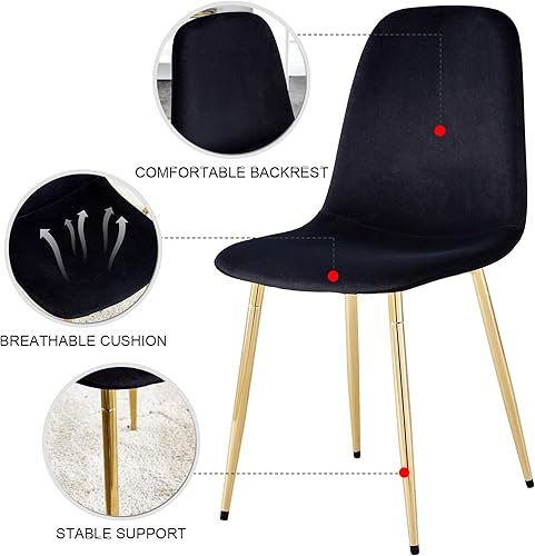 Miniatura 6 de gopop Juego de 6 sillas de comedor, modernas sillas de comedor de cocina, sillas laterales tapizadas en piel sintética, respaldos de gamuza y patas