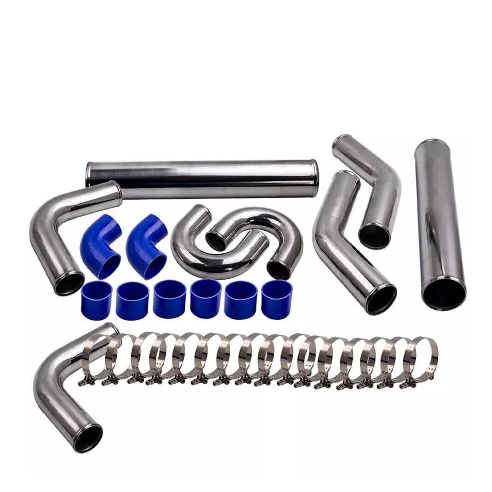 Uniwersalny 3-calowy Aluminiowy Przewód Intercoolera Turbo O Średnicy 76 Mm + Niebieski Wąż Kolankowy + Zestaw Zacisków Intercooler do turbiny samochodowy