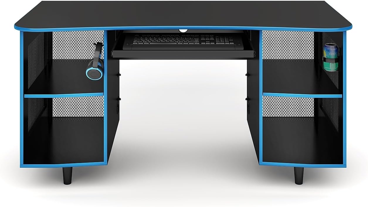 Whalen Emergent Gaming 60-inch Laminate Computer Desk, Black, 2/Pack (SPUS-EGDBVS)