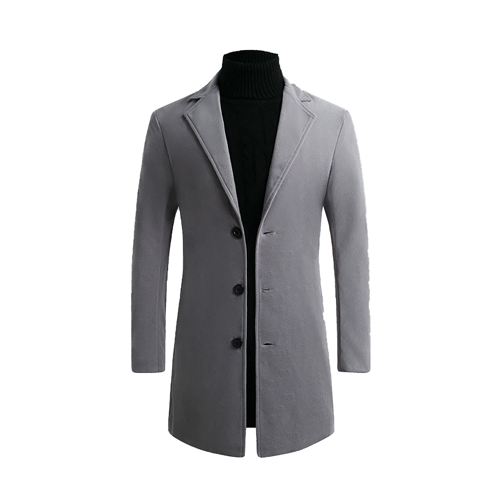 Pardessus Manteau Laine Homme Long Slim - Trench Coat Hiver Chaud Automne