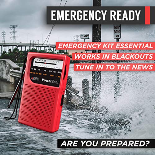 image for PowerBear Portable Radio | AM/FM, 2AA Battery Operated with Long Range