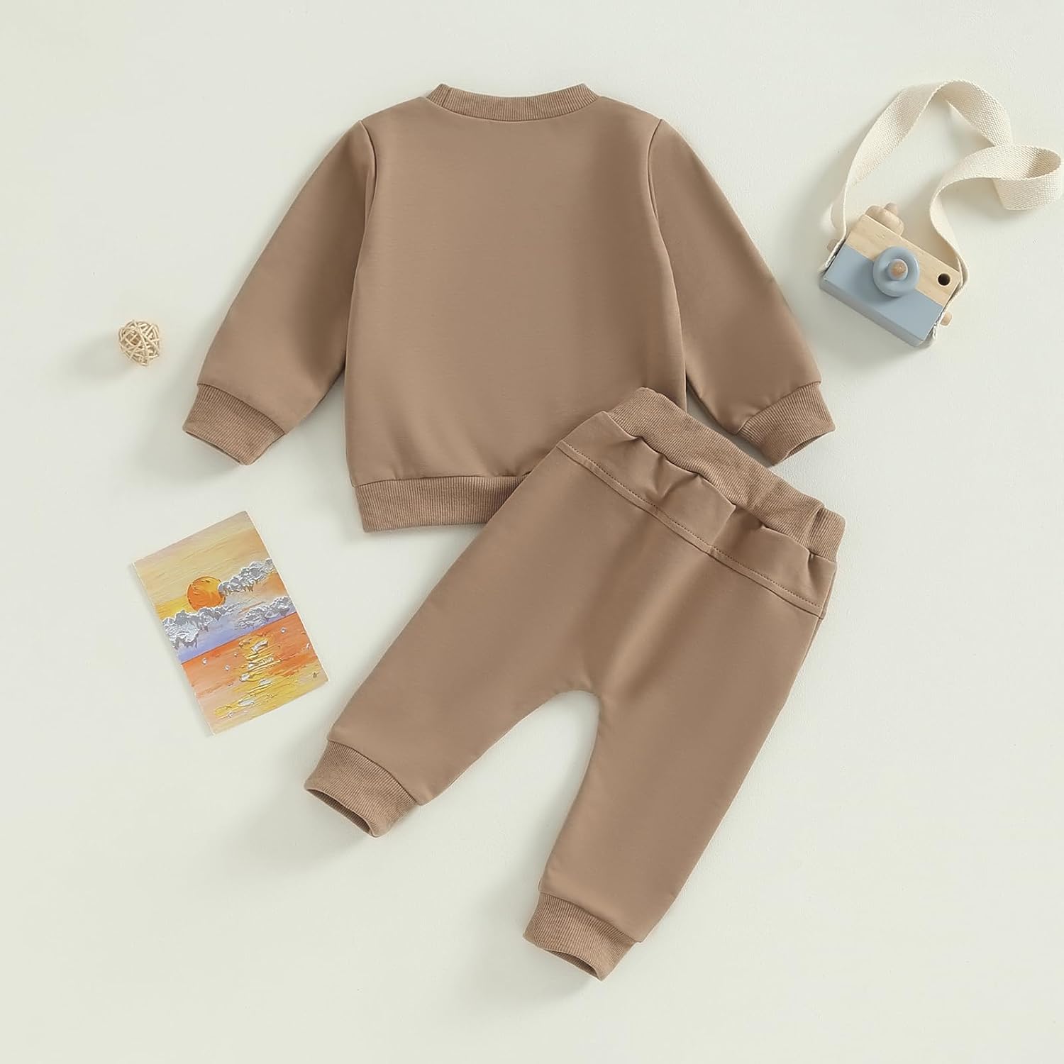 MAYUMMPY Baby Boys Girl Solid Color Outfit Sweatsuit Crewneck Sweatshirt Sweatpants Pants Set Fall Winter Clothes