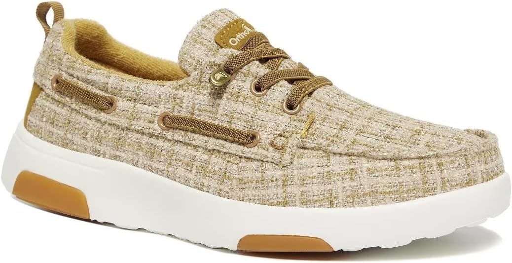 OrthoComfoot Women's Boat Shoes with Arch Support, Comfortable Slip on Shoes for Plantar Fasciitis, Orthopedic Casual Deck Loafers for Heel and Foot Pain Relief