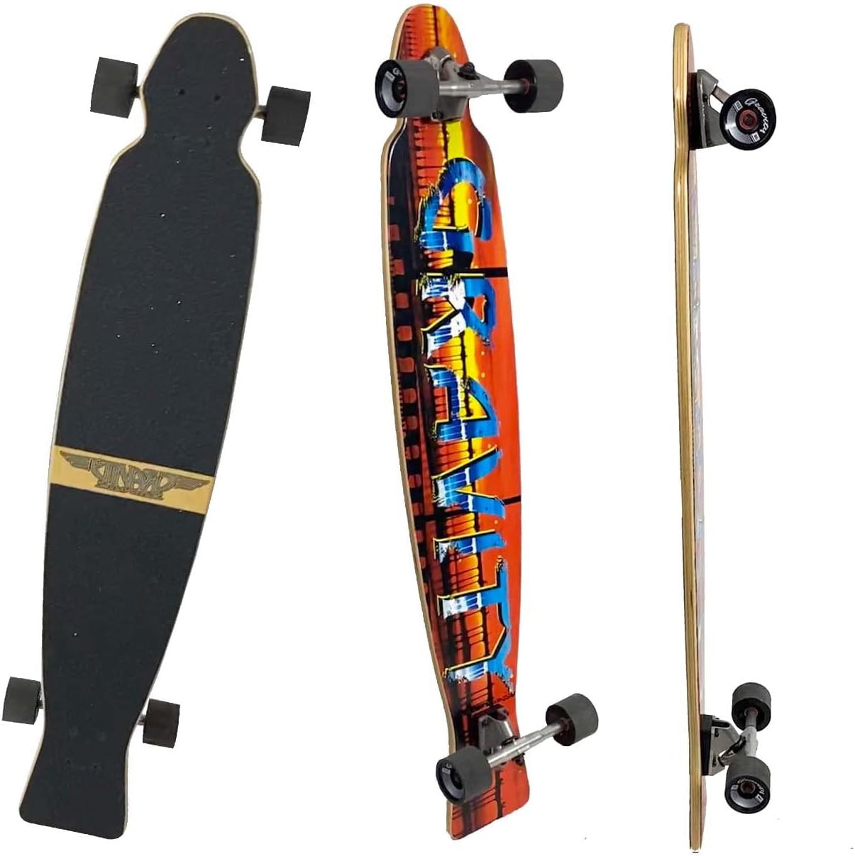 Gravity Longboard Skateboard for Cruising, Carving Freestyle & Downhill | Complete Deck Long Skateboards Made from Canadian Maple Wood | Long Board Cruiser Double Drop for Kids, Teens & Adults