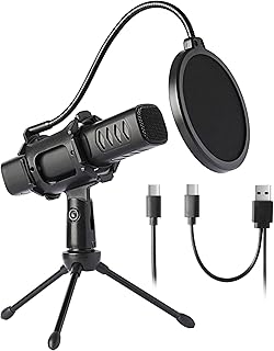 AGPTEK USB Microphone, Condenser Computer Mic with Tripod Stand, Pop Filter for Gaming, Live Streaming, Podcasting, Recording, YouTube, Twitch, Zoom, for Desktop & Laptop, PS4/5