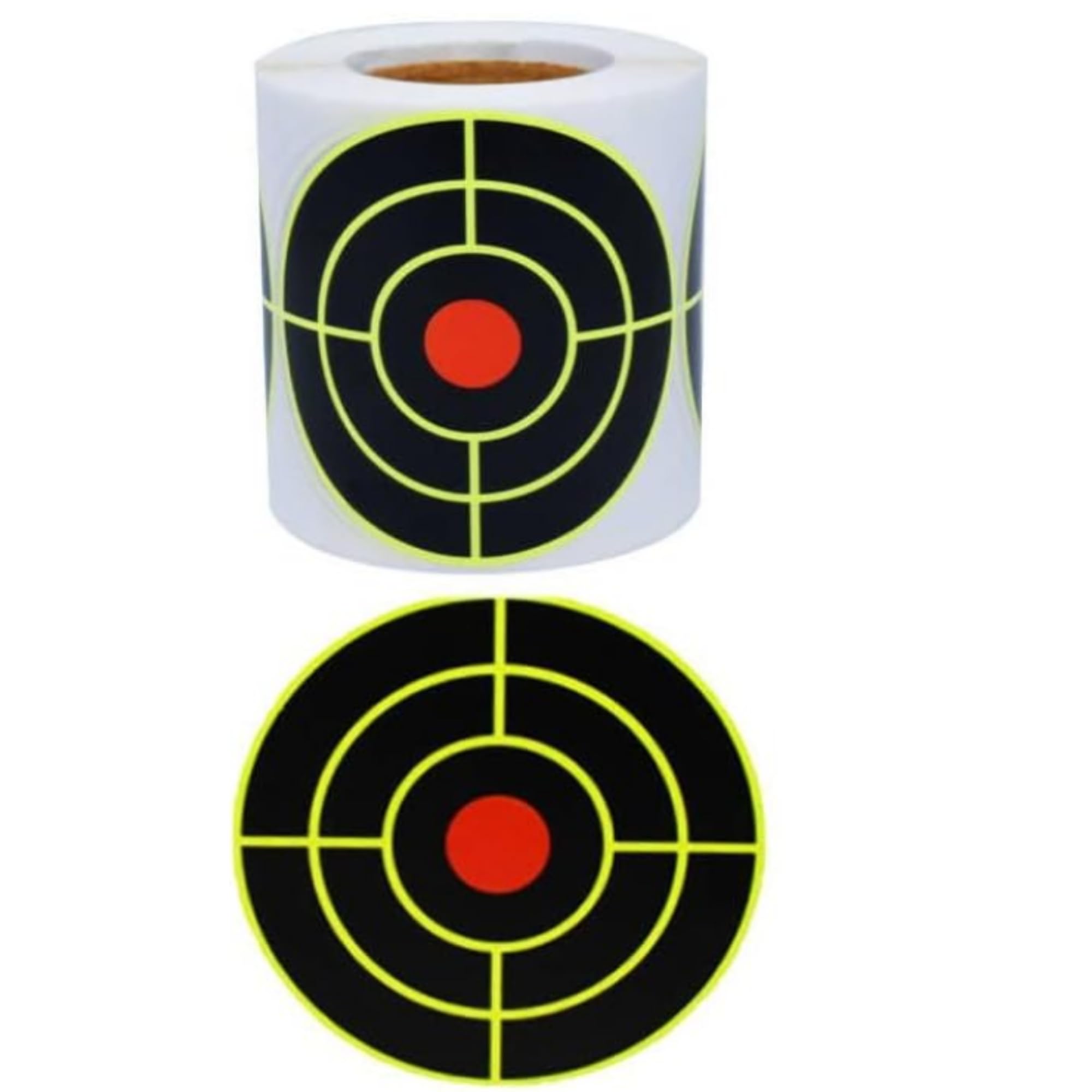 Cible autocollante ET autoréactive -diamètre 7,5cm- Rouleau de 100 ou de 200 - Couleur au Choix Jaune ou Rouge