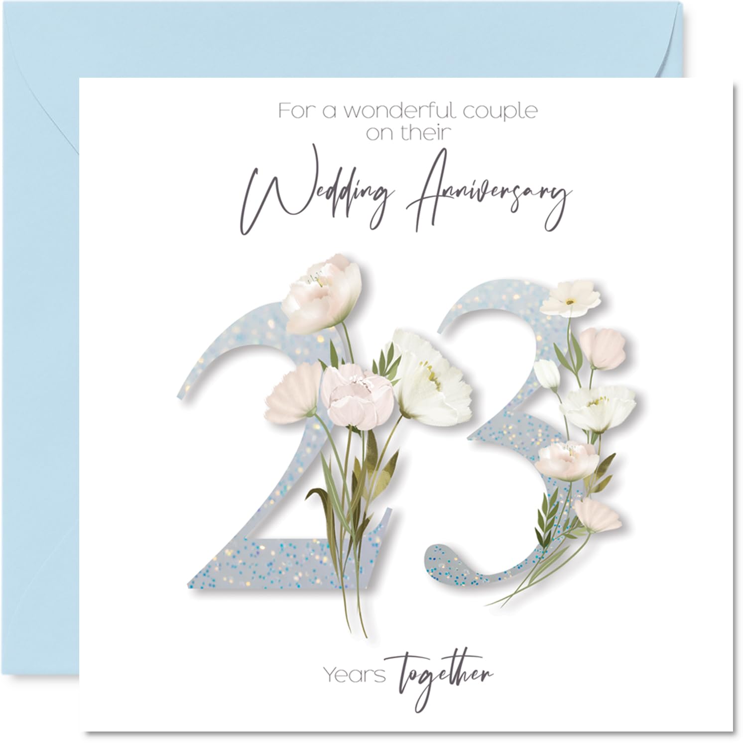 23rd Anniversary Card for Women and Men, Fancy Floral Flowers
