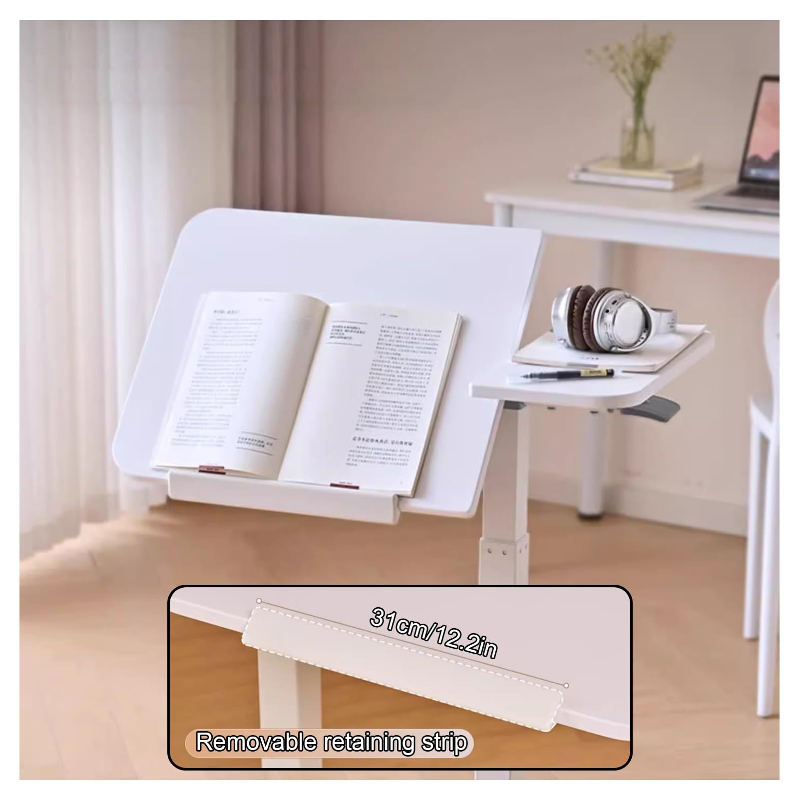 Overbed - Mesita de noche de altura ajustable, escritorio móvil rodante para laptop, mesa auxiliar con mesa abatible para hospital y uso doméstico