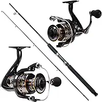 KIT DE PESCA PESADA MOLINETE 6000 14 ROLAMENTOS VARA MACIÇA 1.65M 35LB - 2 PARTES