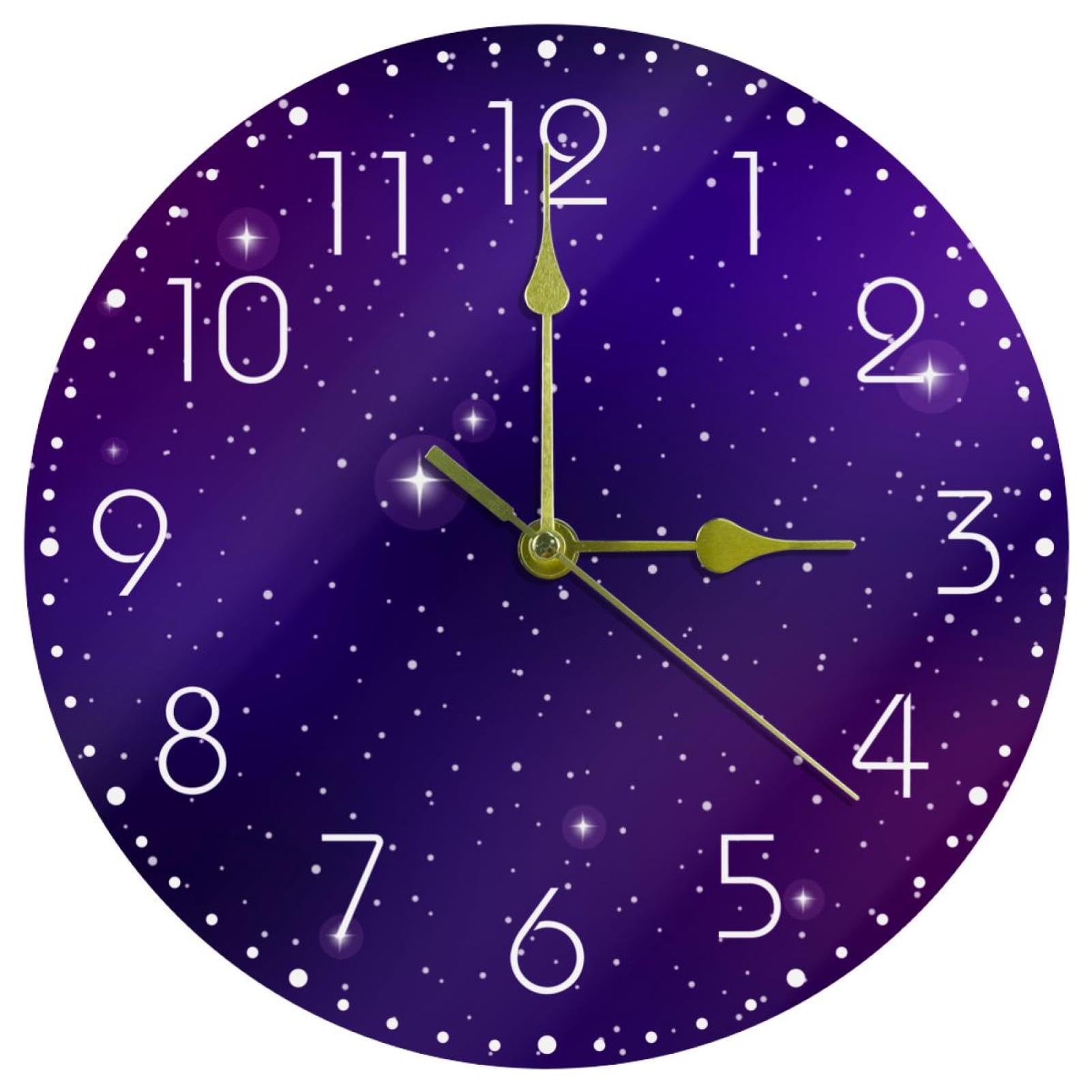 Horloge murale ultraviolette pour salon et cuisine ambiance cosmique