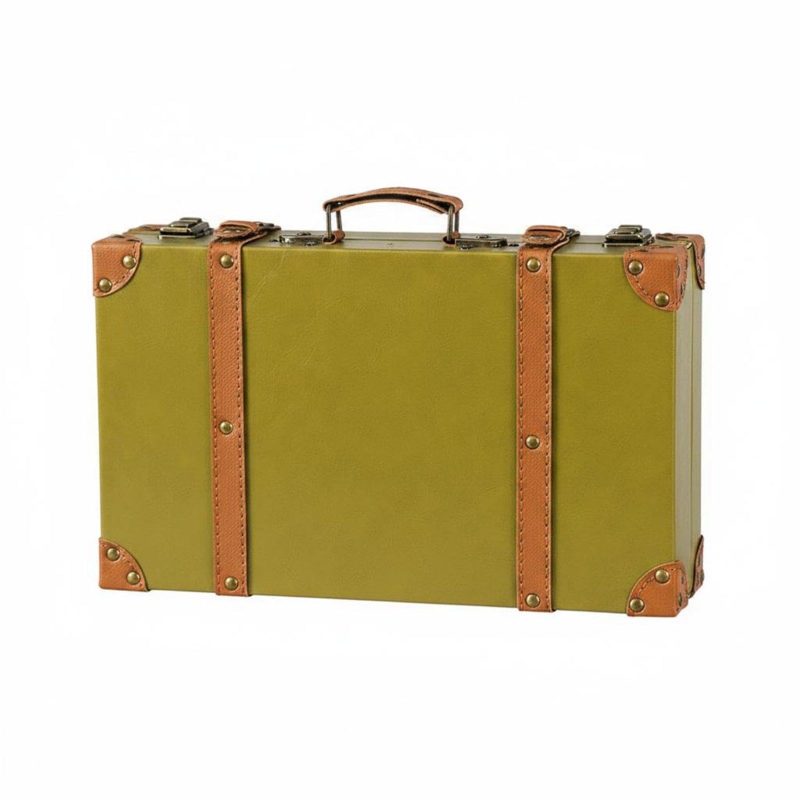 Meadawgs®3 Pieces Vintage Suitcase Set Photo Prop Retro Leather Trunk Set Multipurpose Vintage Suitcase Box for Shop Window, Bedroom 1120H Olive Green S|Travel|Vintage Luggage & Travel Accs-image-39