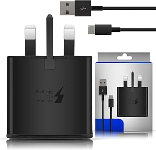 15W Charger Plug With Usb To Usb C Charger Cable Kit, Adaptive Fast Charger for Samsung Fast Charger Plug, Samsung Phone Smart Plug And Cable Compatible With Samsung Smart Phones And Other.