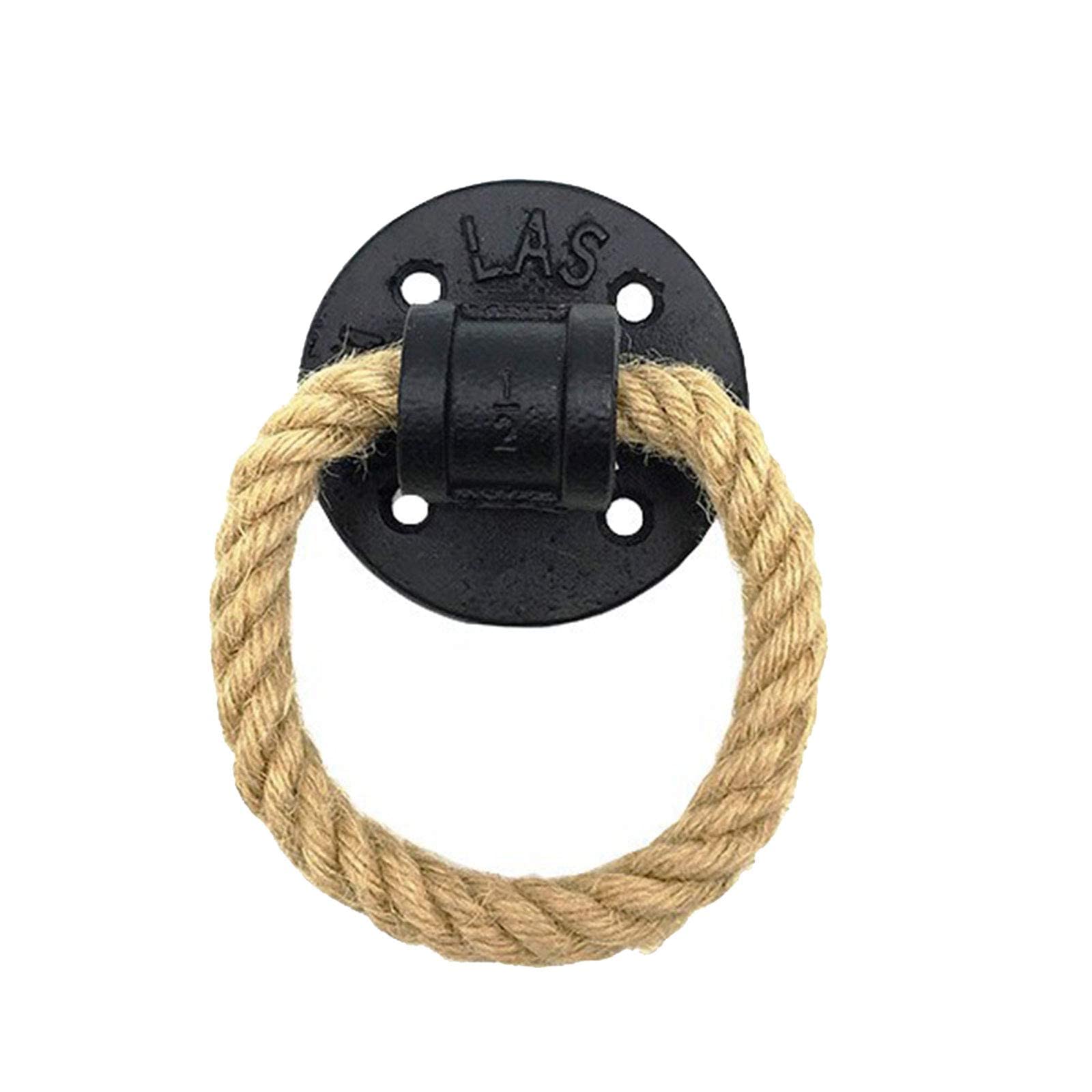 Excefore Door Knob Rustic Rope Handles Cabinet Pull Hardware Big Drop Ring Drawer Pull Hemp Knob Antique Black Knobs Handles Hardware