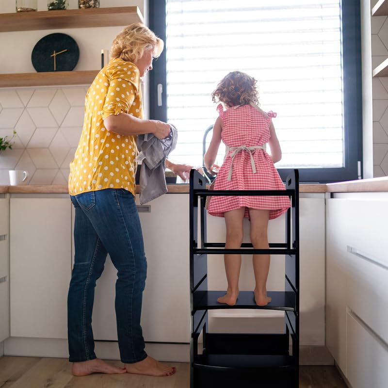Kiddy dreams Torre di Apprendimento per Bambini Sgabello da cucina per bambini learning tower montessori con ripiani regolabili